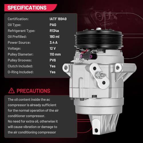 BDFHYK 68649 Air Conditioning A/C Compressor with Clutch Compatible with Ford Fusion V6 3.5L 2010-2012, Compatible with Lincoln MKZ V6 3.5L 2007-2012