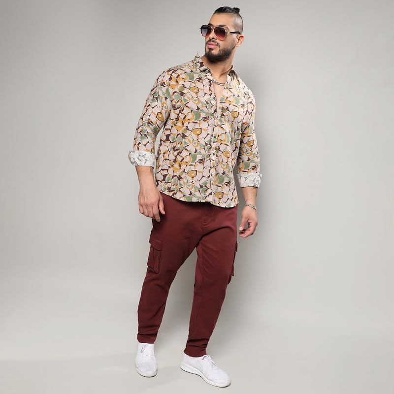 Image of Instafab Plus Men's Shirt for Casual Wear | Spread Collar | Long Sleeve | Button Closure | Plus-Size Fit | Cotton Shirt Crafted with Comfort Fit for Everyday Wear