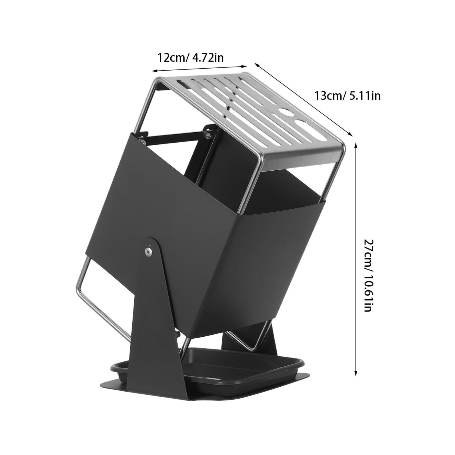 Bloc à Couteaux Rotatif en Acier Inoxydable Gris 1 Pièce Support à Couteaux Cuisine avec Fentes Réglables Organiseur Compact pour Ciseaux et à Aiguiser Rangement Vertical