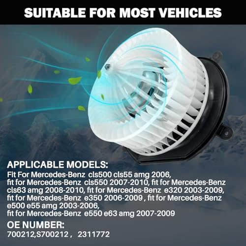 Image of 700212 AC Heater Blower Motor Fan Assembly Fit for Mercedes-Benz cls500 cls55 amg cls550 cls63 amg e320 e350 e500 e55 e550 e63 amg 2118300908, MB3126105