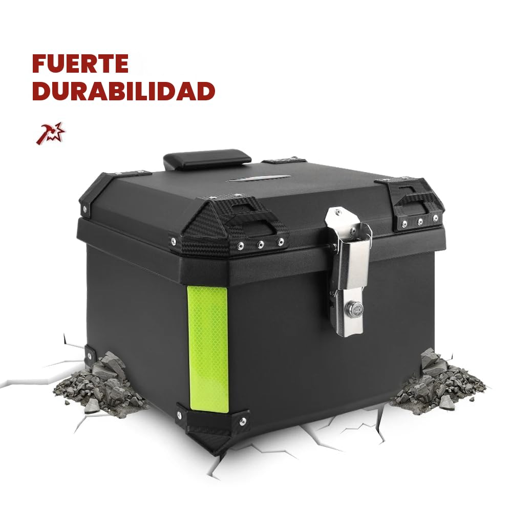 Top Case Moto Universal, Baúl de Moto Impermeable 45L / 57L, Caja Trasera de ABS Engrosado con Cerradura de Seguridad y Base de Montaje para Cascos, Equipaje Moto y Scooter