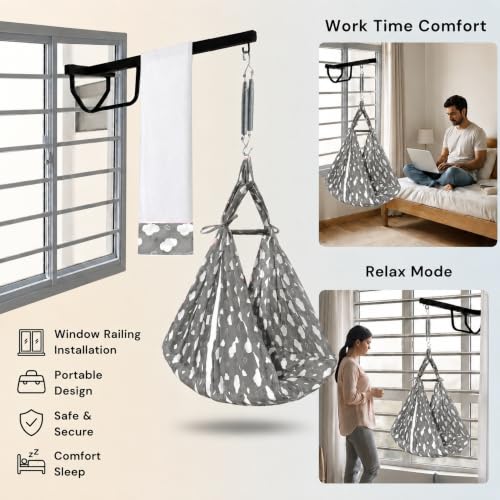 Image of Vparents Sleeping Essentials with Mosquito Net & Spring with Window Stand, Sunny(Grey)