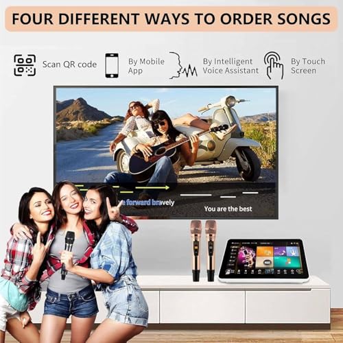Macchina per karaoke con microfono wireless, aggiornamento cloud per download canzoni, controllo vocale intelligente AI, supporto multilingue, ideale per riunioni di famiglia, bar e feste