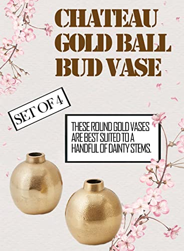 Serene Spaces Living SSLNRVS1045BSFS Set Of 4 Gold Floral Ball Bud Vase thumb #4