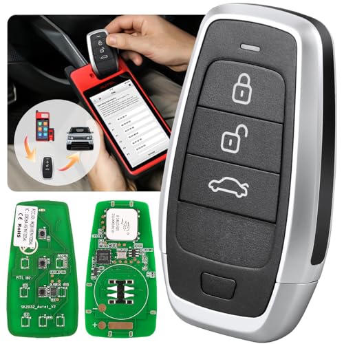 Autel Original Universal Key Fob Replacement, Programmable Blank Key IKEYAT003BL, 3-Button Keyless Entry for 700+ Vehicles, OBD Learning, Dual-Band, 130FT Remote, OE-Quality, Work with KM100 Scan Tool