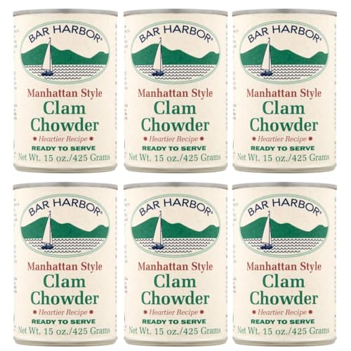 Bar Harbor Manhattan Style Clam Chowder, 14.5 Ounce, Ready to Serve, Heartier Recipe (Pack of 6)