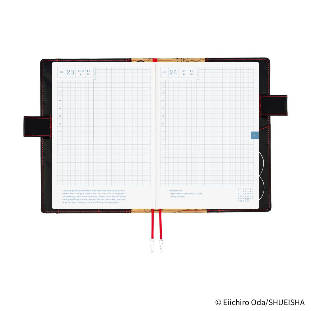 Hobonichi Techo A5 - Funda para agenda de One Pieza: sombrero de paja, color negro