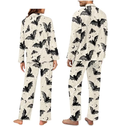 Halloween Couple Pajamas Matching Sets Long Sleeve Pajama Set for Women & Men Button-Down V-Neck Sleepwear House Wear2