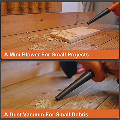 ENZOO Cordless Leaf Blower / Dust Vacuum 2-in-1 Designed for Light Yard Work and Hard Surface Sweeping Variable Speed MAX 20V Includes 2.0Ah Lithium-Ion Battery and Charger (Orange)