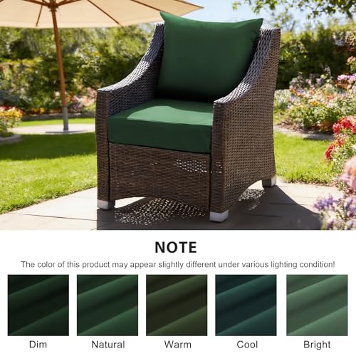 Image of Outdoor Deep Seat Cushion Set, 24x24 Inch Water-Resistant & Fade-Resistant Outdoor Chair Cushions, Patio Furniture Cushions with Removable Cover for Patio Chair, Sofa, Forest Green (Set of 2)