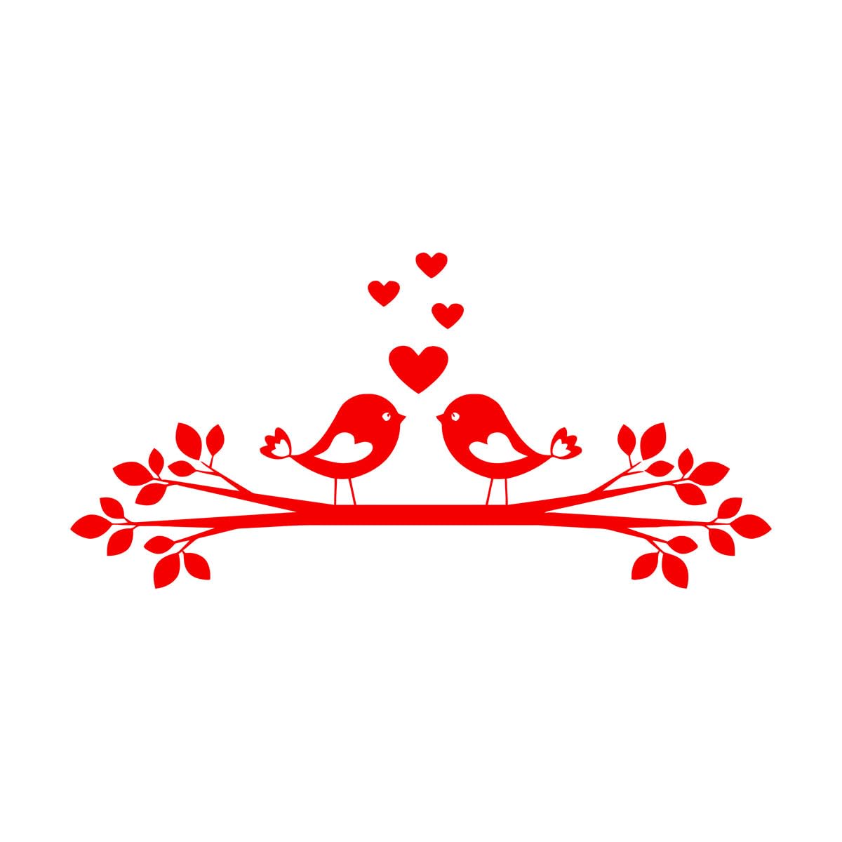 Birds Love Tree Branch Nursery Children's Playroom Fine Carving Stickers 28x59.4cm It Won't Fall Off Small red