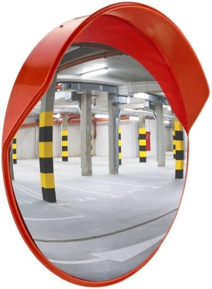 ABS INDUSTRY Convex outside Safety Mirror 24 Inches/60 Cms Polycarbonate Traffic Mirror Round Wide-Angle Driveway Mirror For Car, With Adjustable Brackets And Nuts Bolts For Installation (Pack Of 1)