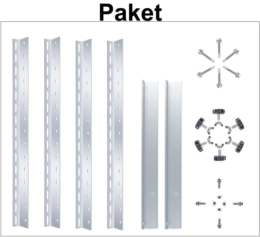 2 paia di supporti per pannello solare da 45 pollici, universale, per pannello solare, 100 W-600 W, con angolo di inclinazione regolabile, staffe di montaggio autonome, 1140 mm