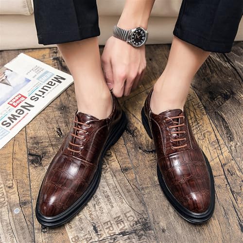 YZABEL Slip On Dress Shoes for Men Mens Shoes Classic Style British Retro Pointed Toe Buckle Business Casual Pointed Toe Shoes Mens Two-Tone Lace Up Dress Oxfords Formal Shoes2