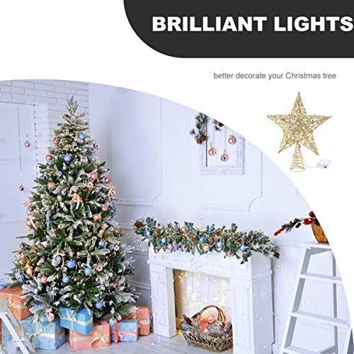 KESYOO - Decoração para topo da árvore de Natal, estrela feita de ferro com luzes LED, para festas n