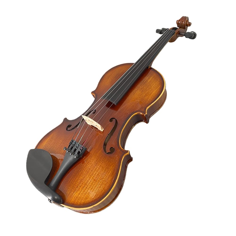 Violine 4/4 Komplettset für Anfänger, Erwachsene, Studenten, gealtertes Fichtenahorn, Massivholz, Ebenholzbeschläge mit Hartschalenkoffer, Schulterstütze, Bogen, Stimmgerät, extra Saiten