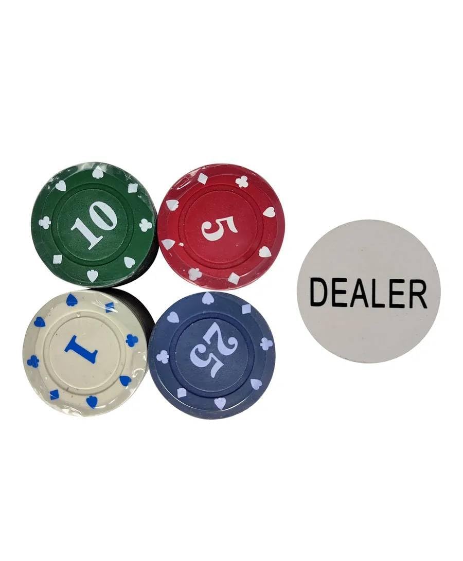 Kidoyz Casino Style Poker Chips Set | 100 Pcs Classic Gambling Chips with Dealer Button in Tin Case | Multiplayer Adult Game for Home Casino & Party Nights 4