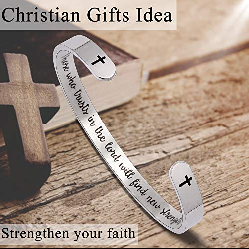 Btysun BTY5-11 Christian Bracelets For Women Inspirational Teen Gifts Womens Bracelets Personalized Religious Gifts For Her Inspirational Cuff Bangle Bible Verse Mantra Quotes Engraved Jewelry thumb #1