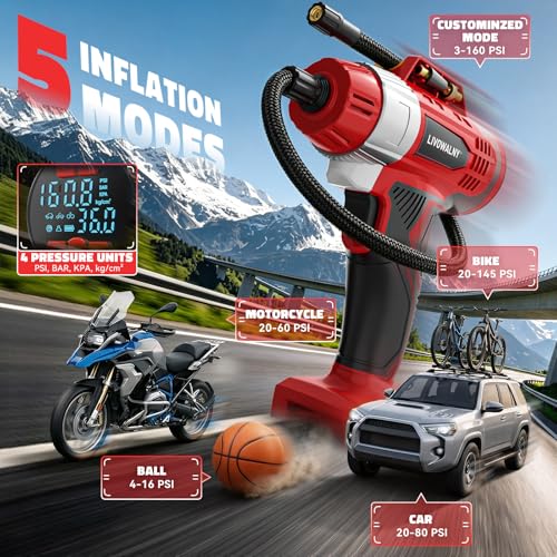 160PSI Cordless Tire Inflator Portable Air Compressor Compatible - image 7