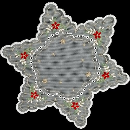 Tischdecke Weihnachten Deckchen Tüll Weiß Weihnachtsdeckchen...