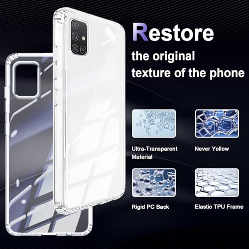 Image of Case for Samsung Galaxy A71 4G, Military Grade Drop Protection Phone Case, Yellowing Resistant, Anti-Scratch Hard PC Back, Shockproof Hard Ultra-Thin Protective Cover, Clear