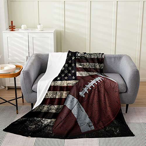 Erosebridal American Flag Blanket, Boys Football Throw Blanket Twin 60X80 Soccer Sports Games Fleece Blanket United States Federations Stars Stripes Bed Blanket For Kids Teens Adult Bedroom Decor #TOP23