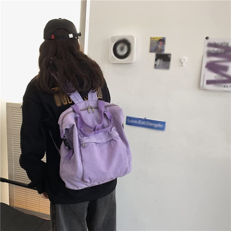Canvas Women Backpack Handle Buckle For Teenage Girl Student Travel Backpack3