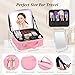 Yaliang Travel Makeup Bag, Portable Makeup Case with LED Mirror, Removable Mirror with 3 Color Modes, 6 Adjustable EVA Dividers for Brushes Toiletry Jewelry Digital Accessories, Hot Pink
