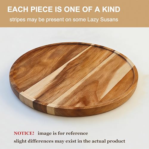 Image of 10-inch Acacia Wood Lazy Susan Organizers, ACIAZAAZ Lazy Susan Turntable for Cabinet, Kitchen Turntable Storage for Table, Countertop, Pantry