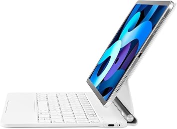 Fogy Ipad Air 11 2026 8.Nesil M4  inli i in Uyumlu TouchPad Case Magic Keyboard Ayd nlatmal  Klavyeli Tablet K l f  Beyaz