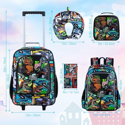 Kids Luggage for Boys and Girls, Cute Dinosaur Unicorn Rolling Wheels Suitcase for Toddler Children3
