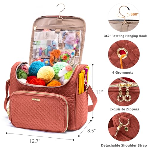 crochet bag organizer quilted storage bag with hanging hook yarn holder for knitting amp crochet accessories mother39s day gift