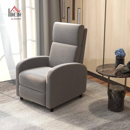 HOMCOM Relaxsessel Fernsehsessel Liegesessel mit Liegefunktion gepolstert Sessel mit Verstellbarer Rückenlehne, Ruhesessel mit Leinenoptik, Fußteil für Wohnzimmer Schlafzimmer, Dunkelgrau – Bild 3