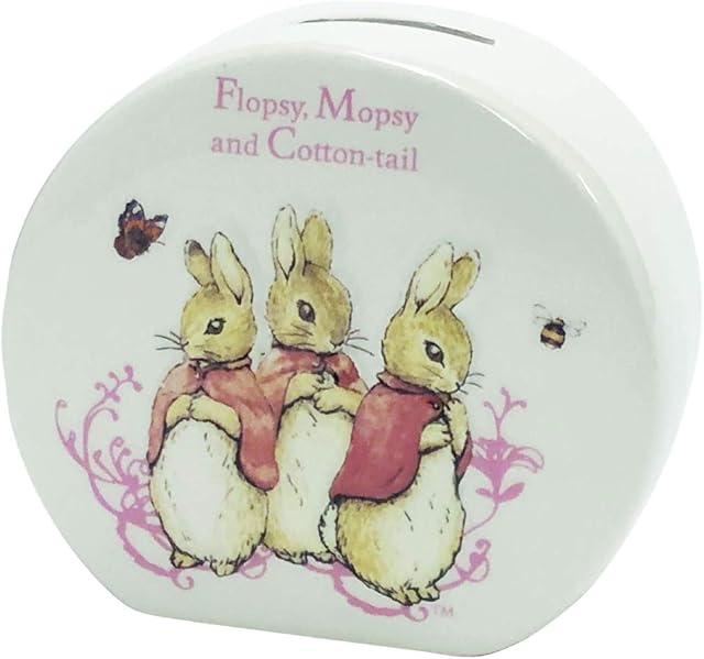 Beatrix Potter A26696 Flopsy Mopsy and Cotton Tail Money Bank, White