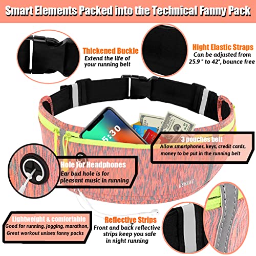Image of USHAKE Slim Running Belt, Workout Fanny Pack for Men Women,Exercise Waist Pack for Apple iPhone Holder, Runner Belt for Running Walking Cycling Camping Gym
