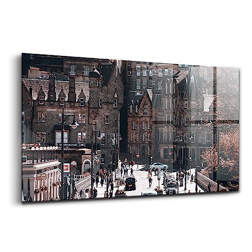 Wallart Vue d'Édimbourg en Écosse peinture sur verre de décoration intérieure 100x50
