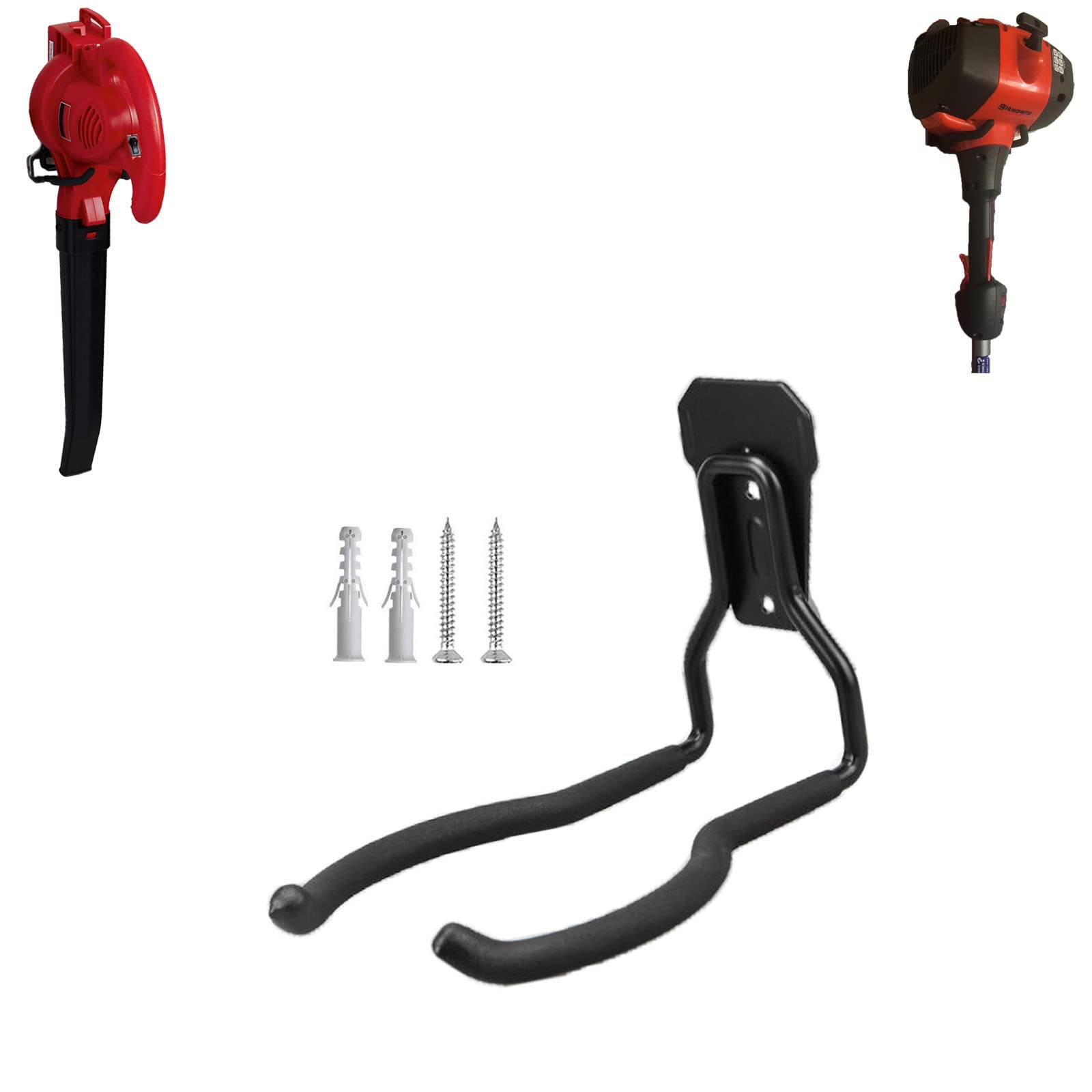 Juformin Garden Power Tool Hanger, String Trimmer Hanger, Weed Eater Rack, Garage Wall Hooks, Weedeater Hanger, Power Tool Holder for Garage Wall, Utility Hooks for Garage Tool Storage 1Pcs