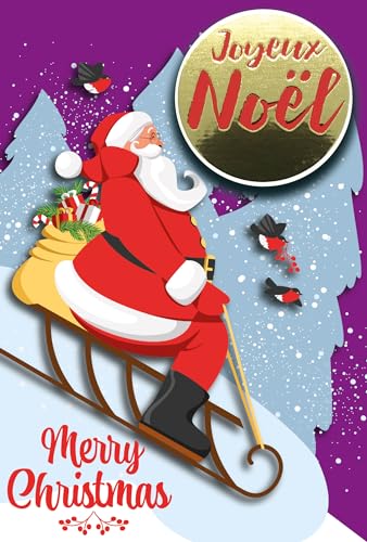 Merry Christmas Card Embossed Collage Glossy Text with White Envelope 12 x 17.5 cm - Image 2