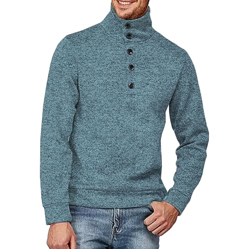 Mens Button Turtleneck Sweater Button Ribbed Turtleneck Sweater for Men Male Lightweight Ribbed Sweaters