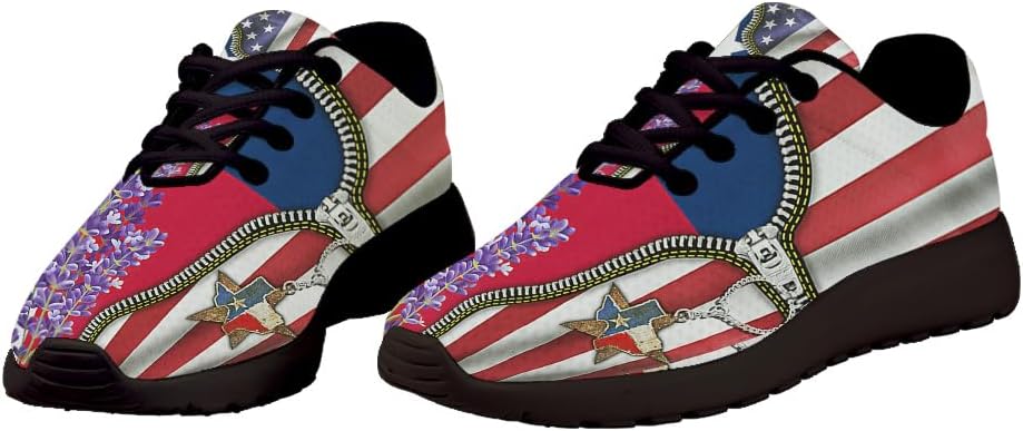 Texas Bluebonnet Zip American Flag Shoes for Women Men Trail Running Casual Fashion Sneakers Slip-on Tennis Shoes
