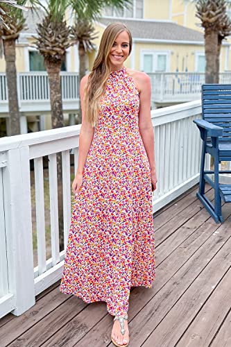 Image of STYLEWORD Women's Summer Floral Halter Maxi Dress Vacation Semi Formal 2026
