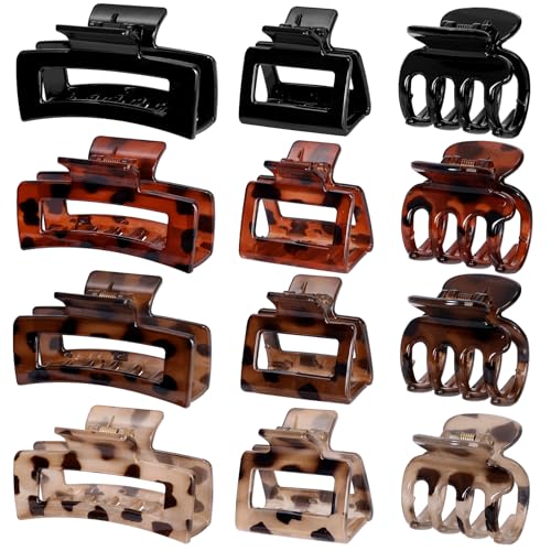SMKSL 12 Pcs Hair Claw Clips for Women - 3 Styles Tortoise Hair Accessories