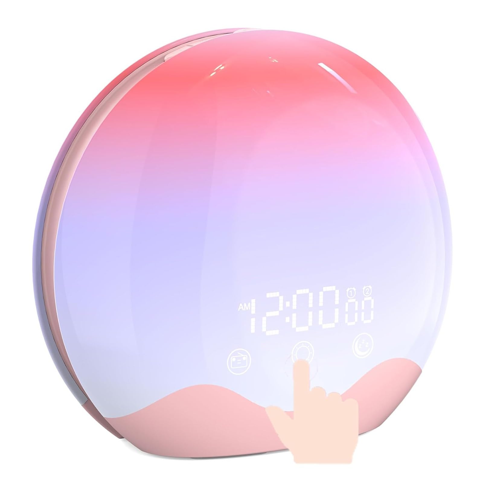 Luz De Despertador, Reloj Despertador De Amanecer, Temporizador De Sueño con Simulación De Amanecer / Atardecer, Ayuda para Dormir Snooze, Luz Nocturna De Guardería para Durmientes Pesados(Rosa)