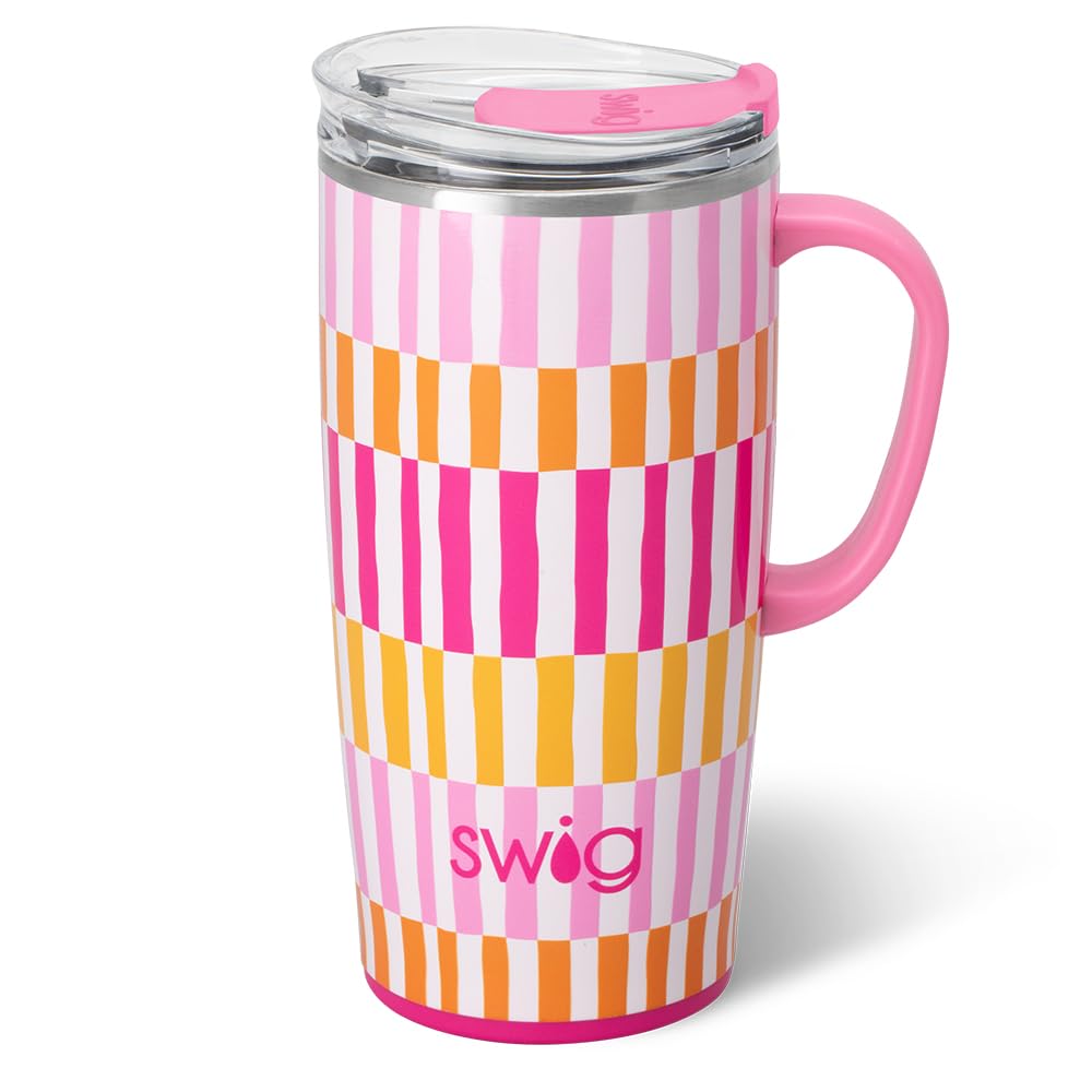 Swig Life 22oz Insulated Travel Mug with Handle & Lid, Sherbet Stripe