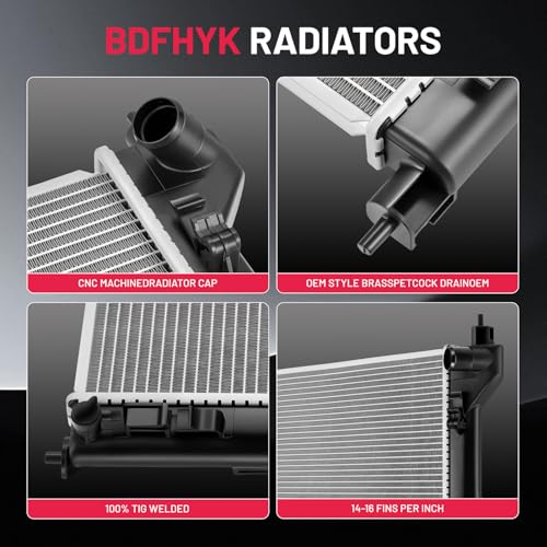 Image of BDFHYK 13365 Aluminum Radiator for Nissan Sentra 2013-2018, CU13365 DPI 13365, 1-Row 16mm Core, Direct Fit Replacement