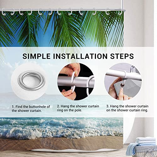 Rideau de douche océan plage 180x200 cm en polyester imperméable
