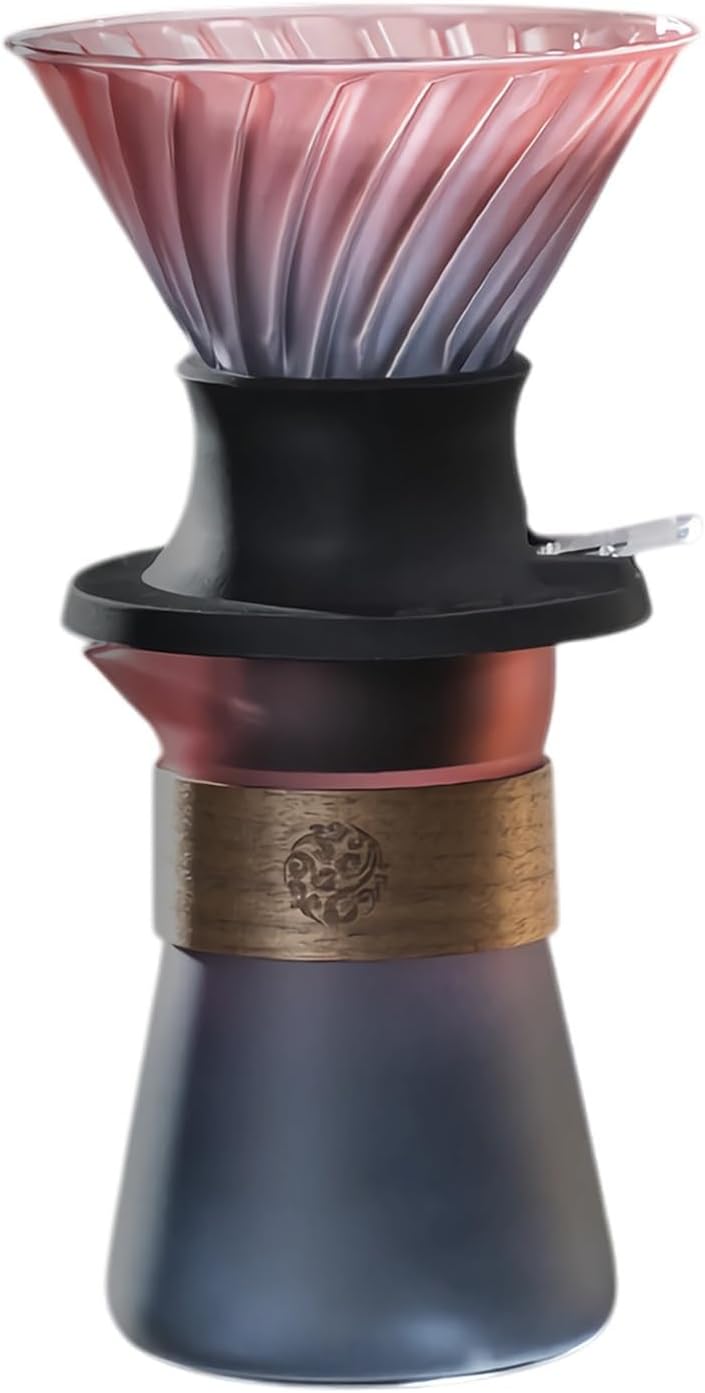 Pour Over Coffee Maker Set with Push Switch Coffee Dripper, Reusable Drip Coffee Maker(Rose Red)