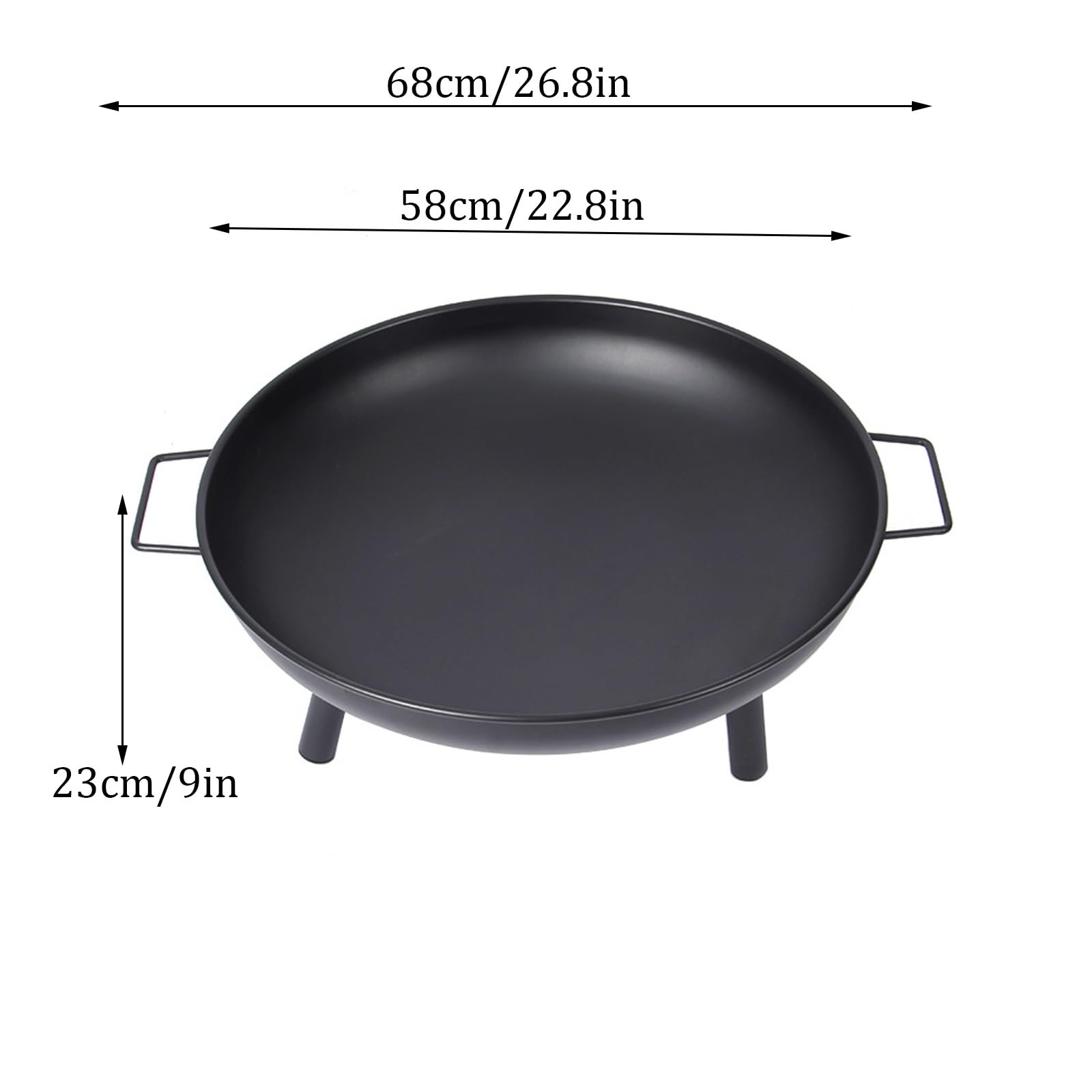 Braciere da esterno, moderno braciere in ghisa con supporto, braciere da esterno da 58 cm per giardino, veranda, terrazza, campeggio, barbecue, nero