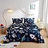 beeweed 5 Piece Kid Comforter Set Twin Size, Space Rocket Bedding Set for Teen Boys Girls #2