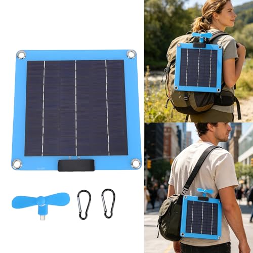 Panel solar para equipo de viaje con pequeño ventilador USB 3